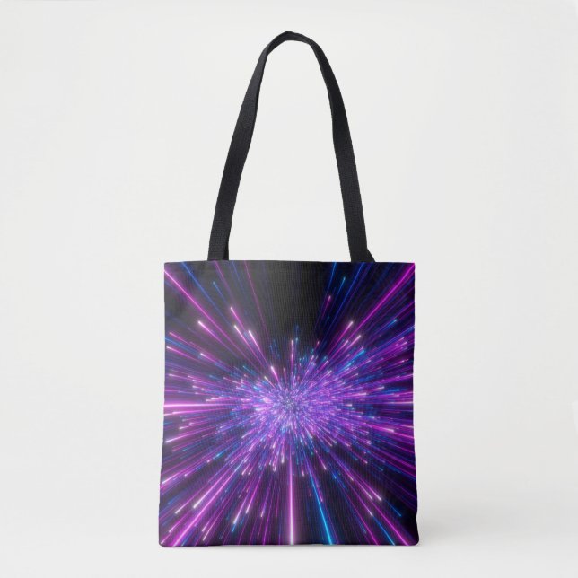 Neon Galaxy Cosmic Abstract Background Tote Bag (Front)