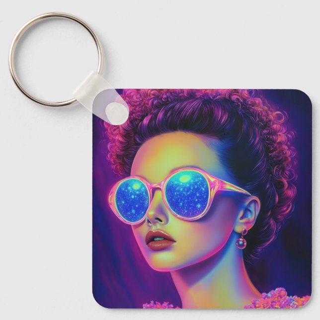 Neon Galaxy Glamour  Key Ring (Front)