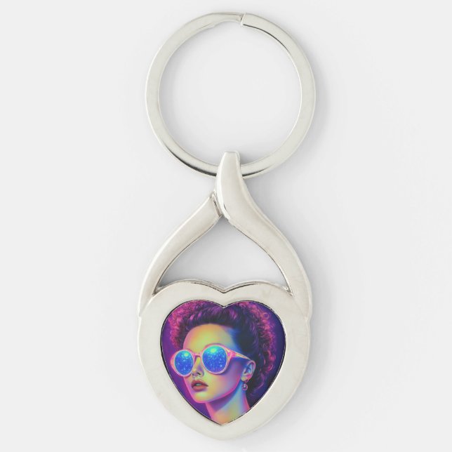 Neon Galaxy Glamour  Key Ring (Front)