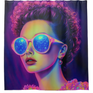 Neon Galaxy Glamour Shower Curtain