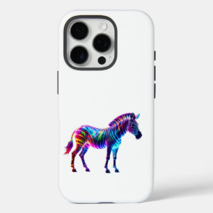 Neon Galaxy Zebra Art – Vibrant Psychedelic Stripe iPhone 16 Pro Case