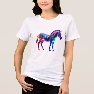 Neon Galaxy Zebra Art – Vibrant Psychedelic Stripe Tri-Blend Shirt