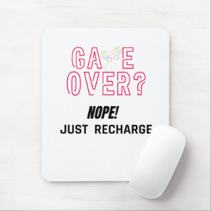 Neon Game Over Gamer Recharge Design Mouse Pad