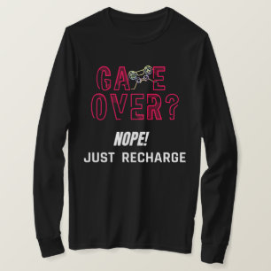Neon Game Over Gamer Recharge Design T-Shirt
