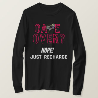 Neon Game Over Gamer Recharge Design T-Shirt