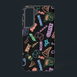 Neon Gamer Samsung Galaxy Case<br><div class="desc">I created this design with my son in mind! Cool neon gamer icons that really pop on the black background! If you don't know what all these words mean, don't worry, the kids can tell you! Believe it or not, GOAT has nothing to do with farm animals! (Greatest of All...</div>