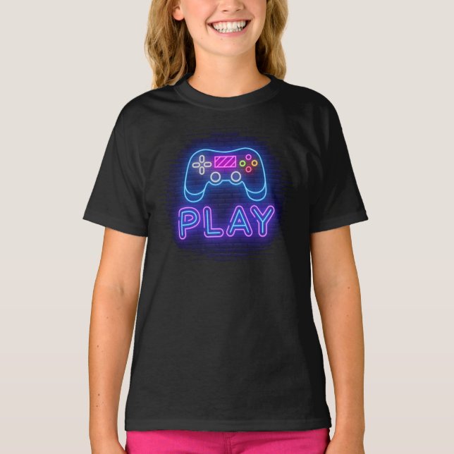 Neon Gamers Controller  T-Shirt (Front)