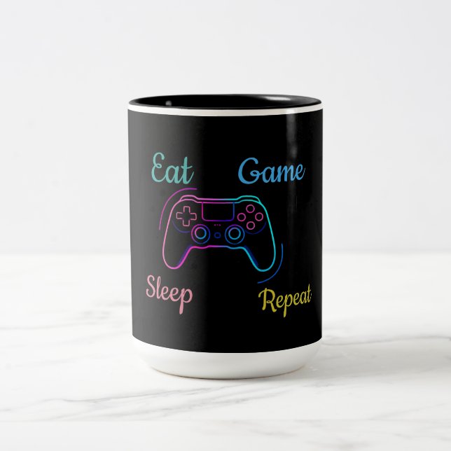 Neon gaming design customisable Two-Tone coffee mug (Center)