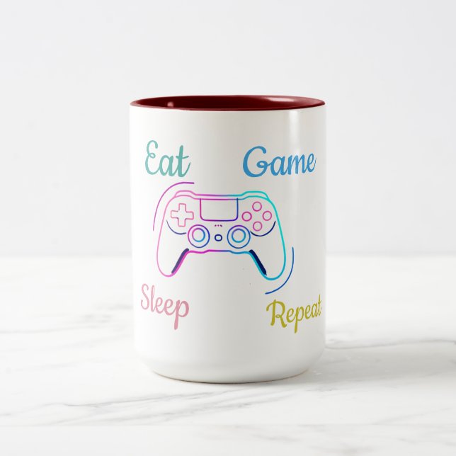 Neon gaming design customizable Two-Tone coffee mug (Center)