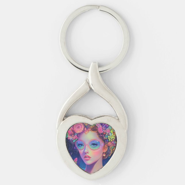 Neon Garden Goddess  Key Ring (Front)