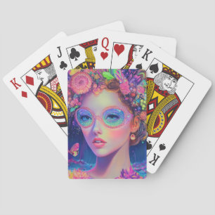 Neon Garden Goddess Playing Cards