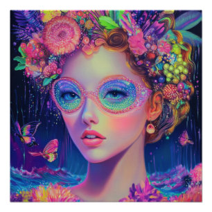 Neon Garden Goddess  Poster