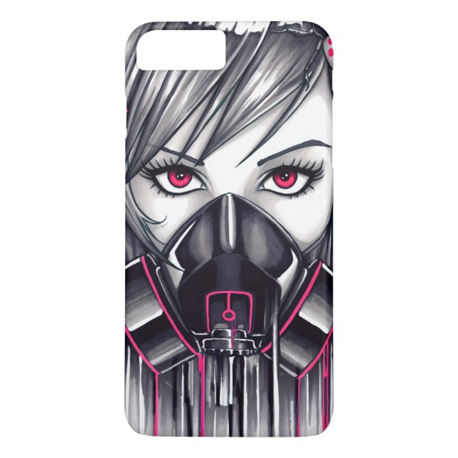 Neon Gas Mask Girl Case-Mate iPhone Case (Back)