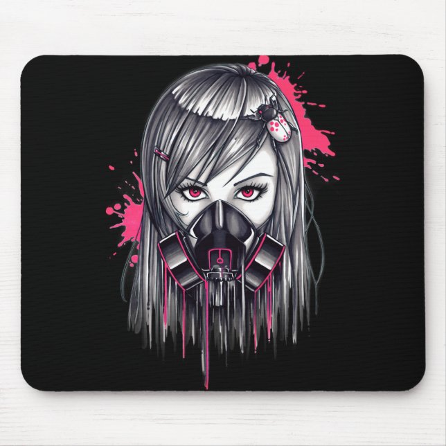 Neon Gas Mask Girl Mouse Pad (Front)