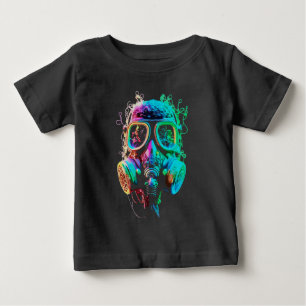 Neon Gas Mask: Vibrant Chaos Art Baby T-Shirt