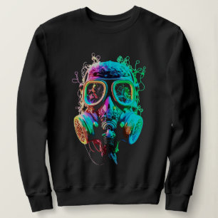 Neon Gas Mask: Vibrant Chaos Art Sweatshirt