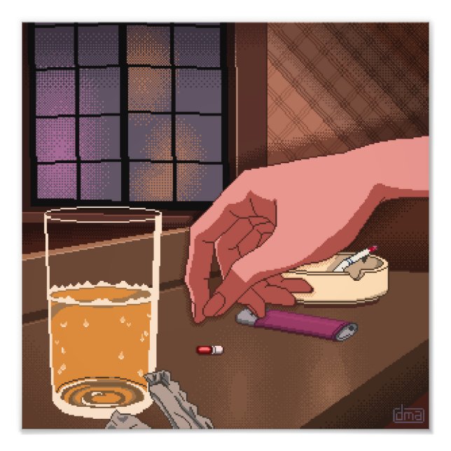 Neon Genesis Evangelion Pixel Art Photo Print (Front)