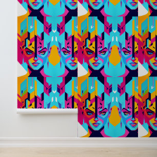 Neon Genesis: Modern Pop Art Portrait in Electric Wallpaper