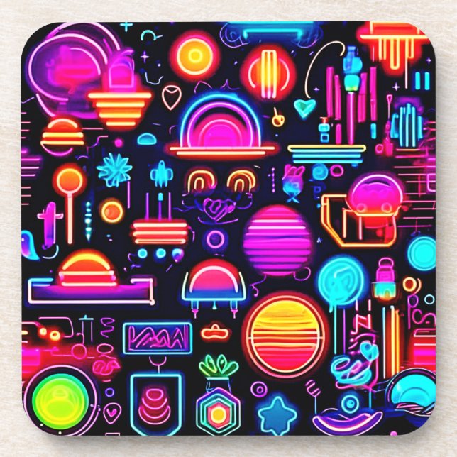 Neon Geometric Abstract Coaster (Front)