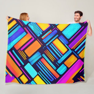 Neon Geometric Abstract Fleece Blanket