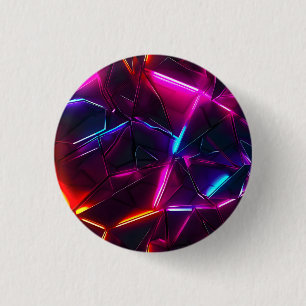 Neon Geometric Abstract Futuristic Cyberpunk 3 Cm Round Badge