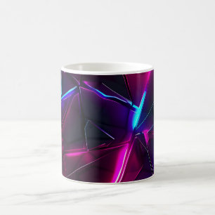 Neon Geometric Abstract Futuristic Cyberpunk Coffee Mug
