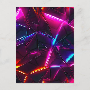 Neon Geometric Abstract Futuristic Cyberpunk Holiday Postcard