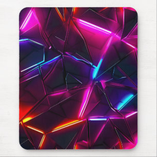 Neon Geometric Abstract Futuristic Cyberpunk Mouse Pad