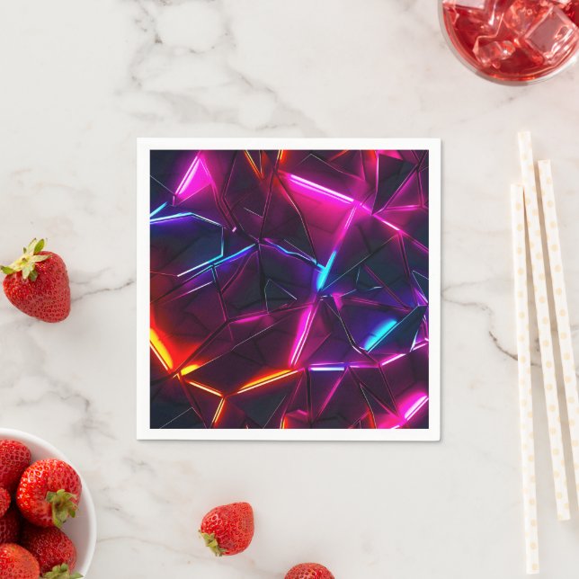 Neon Geometric Abstract Futuristic Cyberpunk Napkin (Insitu)