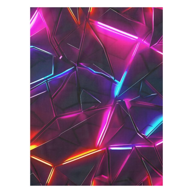 Neon Geometric Abstract Futuristic Cyberpunk Tablecloth (Front)
