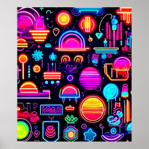 Neon Geometric Abstract Poster