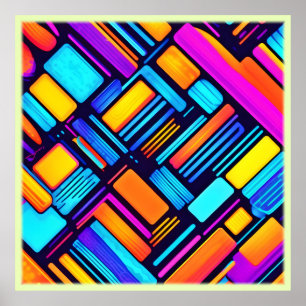Neon Geometric Abstract Poster