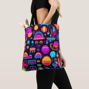 Neon Geometric Abstract Tote Bag
