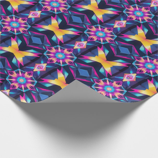 Neon Geometric Abstraction Wrapping Paper (Corner)