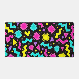 Neon Geometric Chaos Desk Mat