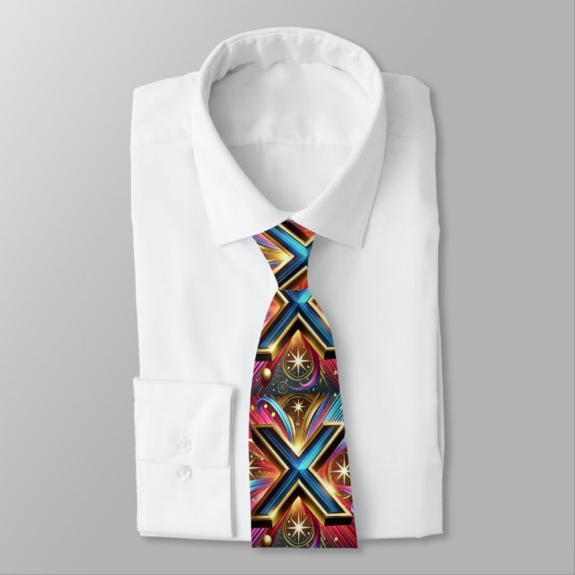 Neon Geometric design Tie (Tied)