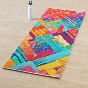Neon Geometric Dreamscape Yoga Mat