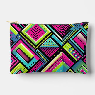 Neon Geometric Retro Vibes Accessory Pouch