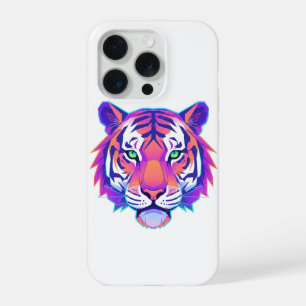 Neon Geometric Tiger iPhone 15 Pro Case