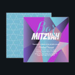 Neon Geometrical Blue White Bar Mitzvah Invitation<br><div class="desc">Jewish Celebration Invitations- Bar Mitzvah Geometrical Invitations</div>
