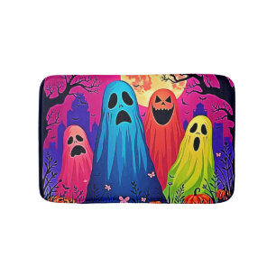 Neon Ghosts' Halloween Party Design Bath Mat
