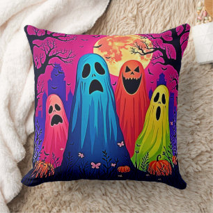 Neon Ghosts' Halloween Party Design Cushion