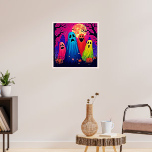 Neon Ghosts' Halloween Party Design Poster