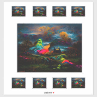 Neon Ghosts in a Haunted Fantasy Landscape