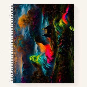 Neon Ghosts in a Haunted Fantasy Landscape Notebook
