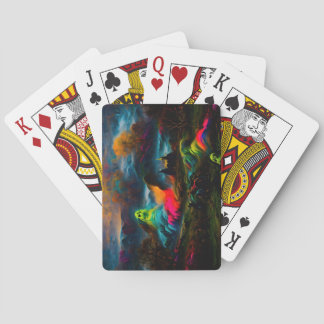 Neon Ghosts in a Haunted Fantasy Landscape Playing Cards