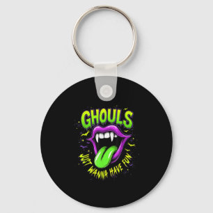 Neon Ghoul Vibes Funny Halloween Vampire Party Loo Key Ring