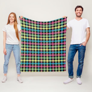 Neon Gingham Fleece Blanket