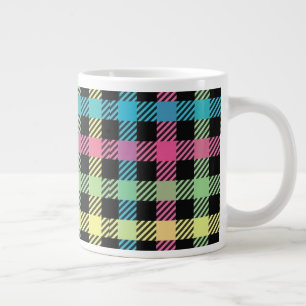Neon Gingham Large Coffee Mug