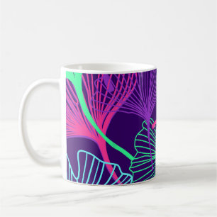 Neon Gingko Leaves: Bright Floral. Coffee Mug